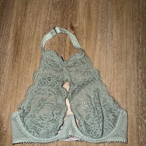 Victoria's Secret Lace Halter Bralette in Soft Green